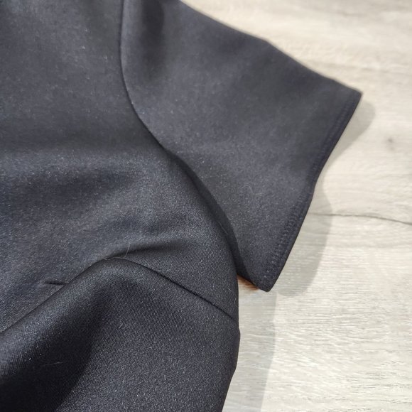 Ann Taylor Black Quilted Skirt Short Sleeve Shift Mini Dress Women's Size M - Picture 10 of 14